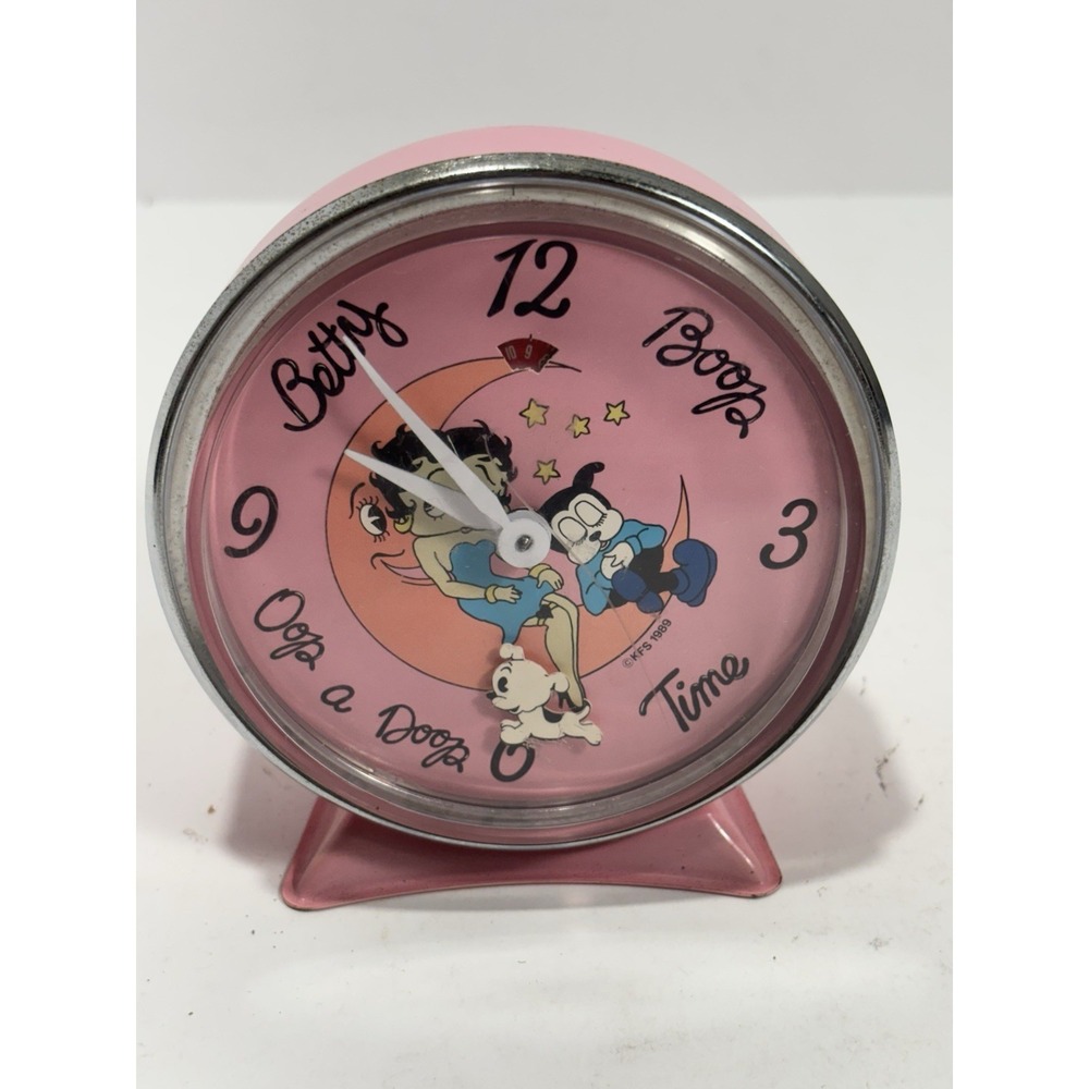 Vintage 1989 Betty Boop Alarm Clock w/dog Collectible Pink